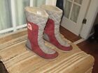 Sorel Boots Womens Size 9 Tall Campus Beige Burgundy Suede Gray Heel Winter Snow