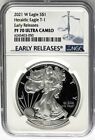2021 W PROOF SILVER EAGLE HERALDIC EAGLE TYPE 1 EARLY RELERASES NGC PF70