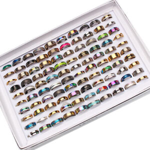 FREE Lots 10pcs Stainless Steel rings Wholesale Men Women Fashion Jewelry 17-22