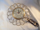 Vintage MCM United gold tone electric wall clock works!