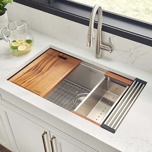 Ruvati 32-inch Undermount Workstation Kitchen Sink Single Bowl - RVH8300