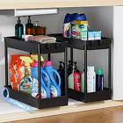 Cicilyna 2-Pack Under Sink Organizer, 2-Tier Storage Shelf with Hooks