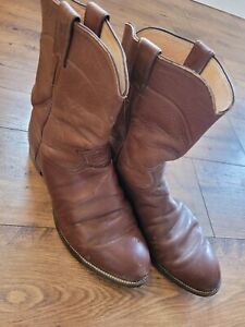 Justin Roper Cowboy Boots Men’s 11 1/2 EE Western Rancher Brown Leather 3802