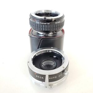 Vintage BECK Auto 2X Tele-Converter M/MD Camera Lens Lenses Lot of 2 w/ Case