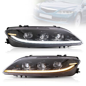 VLAND LED Headlights For 2003-2008 Mazda 6 Projectorwith Sequential Turn Signal (For: 2006 Mazda 6)