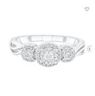 Three-Stone Halo Engagement Ring with Illusion Setting (1/4 ct. tw.) NEW!!