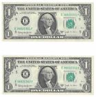 BARR Serial Number Fancy Federal Reserve Error Consecutive Note 2pc set money