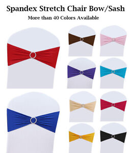 100 Spandex Stretch Chair Cover Sashes Bows Wedding Party Decoration - FREE SHIP