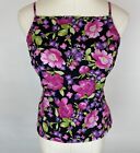 Vintage 90s CDC Floral Tank Top XS Stretch Cropped Babydoll Tiny Fit Grunge