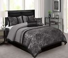 HIG 8 Piece Tang Jacquard Fabric Patchwork Comforter Set Gray - Queen King Size