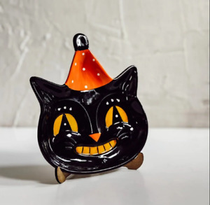 NEW Johanna Parker Halloween Grinning Vinny Black Cat Character Plate Treat Dish