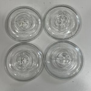 Lot Of 4 Vintage Clear Glass Canning Mason Jar Lids Wire Bail Standard Size 3”