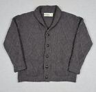 Vintage Aran Crafts Ireland Irish Cardigan Merino Wool Sweater Charcoal Grey L