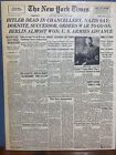 VINTAGE NEWSPAPER HEADLINE ~ ADOLPH HITLER DEAD GERMANY FALLS WORLD WAR 2 1945