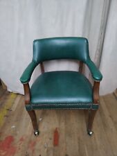Vintage Desk Chair Office Executive arm barrel chair green  nail head preowned