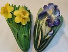 New ListingIris & Orchid Design Inc 2 Pc Set Wall Pockets Iris & Lily of the Valley Ceramic
