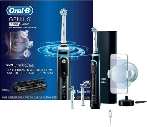 Oral-B Genius 9600 Electric Toothbrush, 3 Brush Heads, Black --EXCELLENT