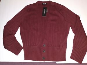 Kallspin Maroon Cardigan Sweater Women's XL NWT 15% Cashmere 30% Wool 55% Blend