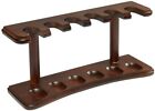 Wood Smoking Tobacco 6 Pipe Stand Holder in Wooden Walnut Finish for Desk - 3401