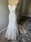 NWT Lazaro 3750 Ivory Silk Organza Strapless Trumpet Wedding Dress Size 8