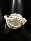 Faceted Quartz Handmade Ring in .999 Fine Silver Polished Wire Wrap size 9.5