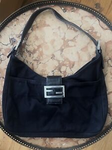 Authentic FENDI FF Logos Mini Black Neoprene Handbag | c. 2000