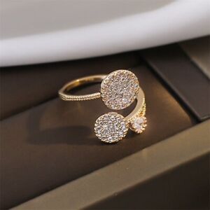 Fashion Zircon Crystal Gold Open Knuckle Rings for Women Gift Adjustable Jewelry