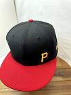 Pittsburgh Pirates Hat Cap New Era Size 7 3/8 Fitted  Black Red 59Fifty MLB