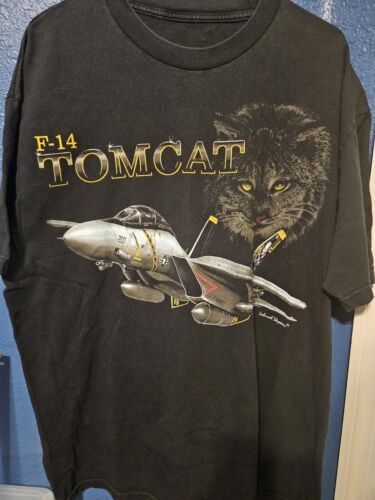 Vintage 1997 F-14 Tomcat fighter jet T-Shirt XL Black Aviation RARE