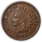 1907 Indian Head Cent Choice Extremely Fine XF+ Coin #3826