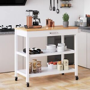 New ListingMobile Rolling Kitchen Island Carts on Wheels with Drawer and Shelves,Towel Rack