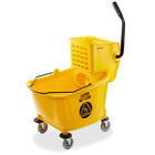 33 Quart Commercial Mop Bucket with Side Press Wringer, Yellow