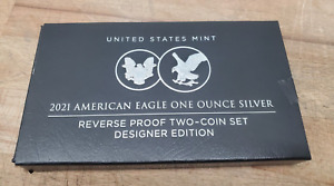 2021 AMERICAN EAGLE ONE OUNCE SIVLER REVERSE PROOF TWO-COIN SET DESIGNER EDITION