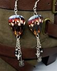 Trivium Guitar Pick Earrings with Guitar Charm and Swarovski Crystal Dangles