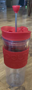 Bodum Insulated Travel French Press Double Walled Vacuum 12oz Red Coffee Mug