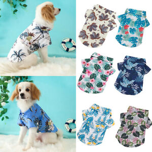 Summer Pet Clothes Puppy Floral T-Shirt Hawaiian Shirt Beach Small Dog Holiday ☆