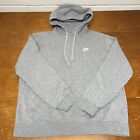 Nike Hoodie Mens Large Gray Swoosh Long Sleeve Pullover Fleece Sweatshirt