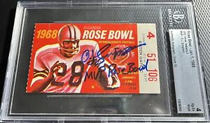 1968 Original Rose Bowl Ticket Stub Signed By O.J. Simpson MVP BGS 4 w/ 10 Auto