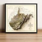 West Virginia Map, West Virginia 2D Relief Map - 2D Flat Print