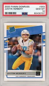 New Listing2020 PANINI DONRUSS #303 JUSTIN HERBERT RC RATED ROOKIE PSA 10 Chargers