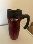 Starbucks Barista Lucy Groovy Red Curve Tumbler Travel Mug Cup Handle Lid 16 oz