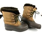 Sorel Badger Women's Sz 8 Insulated Winter Snow Boots Lace Up Brown Tan Leather