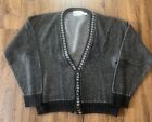 Vintage London Fog Cardigan Sweater Mens Large Black 1990s Button Knit