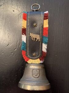 Vintage Swiss Fringe Leather Strap Brass  Cow Bell