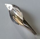 Calla Lily Brooch 925 Sterling Silver Floral Pin Brass Laton Mexico Taxco 11g