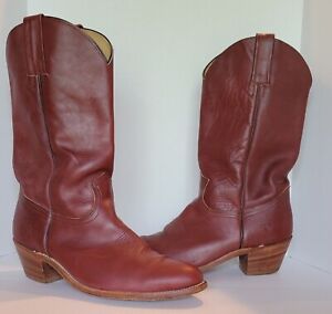 Frye Men's 2350 Cognac Brown Leather Cowboy Boots Size 13 D Made In USA Vintage