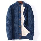 Winter Cardigan Men's Thick and Warm Cashmere Plush Winter Coat Sweater