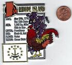 RHODE ISLAND STATE MONTAGE FACTS MAGNET with state  bird  flower  and flag,