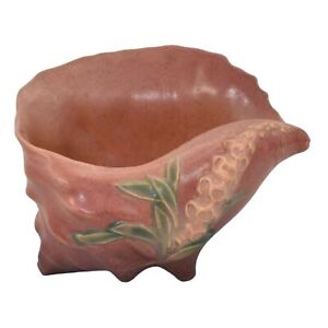 Roseville Foxglove Pink 1942 Vintage Art Pottery Conch Shell Planter Vase 426-6
