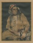 Indian Native American man with bow and arrow antique tinted art photo
